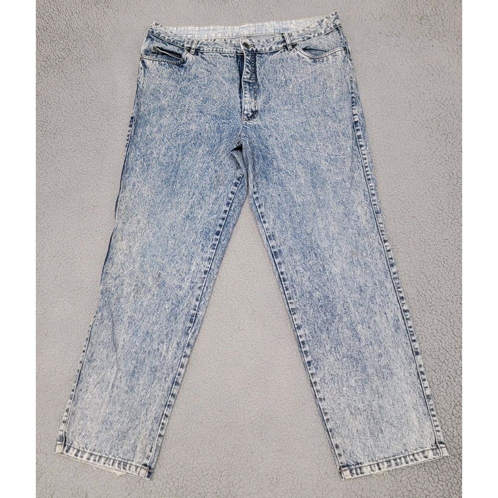Vintage Claiborne Jeans Womens 40R (Actual 38x31) Light Blue Acid Wash High Rise